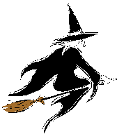 Flying witch on a broom