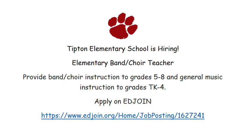 Hiring Band/Choir Teacher